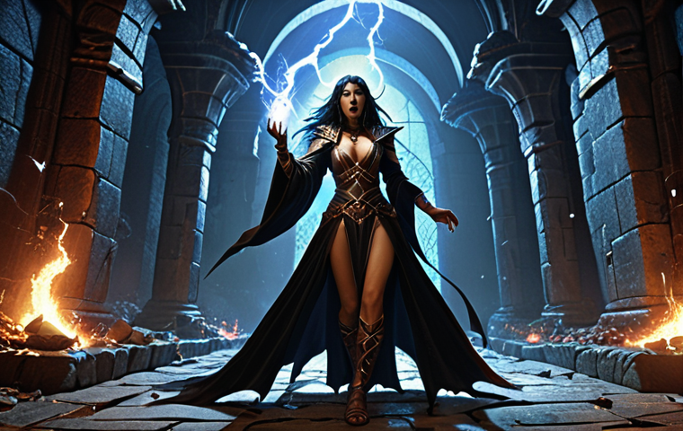 Sorceress Countess Run**
*Prompt:* A powerful Sorceress teleports through the dark, stone corridors of the Forgotten Tower, lightning crackling from her fingertips. She faces the Countess, surrounded by fallen monsters and a pile of runes shimmering on the floor. Dark fantasy art style, Diablo II aesthetic, dynamic action pose, dramatic lighting.
**