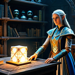 Horadric Cube Crafting**

"A player character, a determined sorceress fully clothed in modest, ornate armor, stands beside a Horadric Cube emanating a faint magical glow. Runes and gems are neatly arranged nearby. The scene is set in a dimly lit but organized workshop, filled with alchemical equipment and arcane books. safe for work, appropriate content, perfect anatomy, natural proportions, professional, family-friendly, well-formed hands, proper finger count."

**