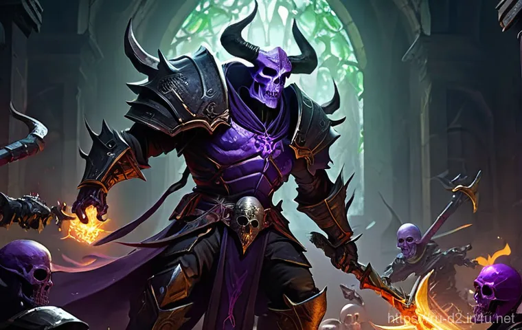 디아블로2 유니크 아이템 활용법 - **Prompt:** A female Sorceress character from Diablo 2 Resurrected stands in a dark, ancient dungeon...