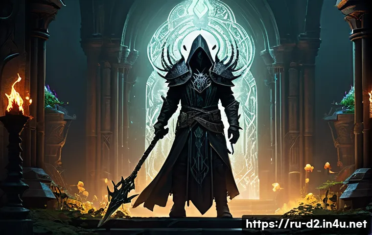 디아블로2 유저 추천 모드 - **Prompt 1: Reimagined Necromancer in a Transformed Sanctuary**
    "A powerful Necromancer characte...